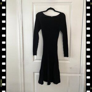 Peruvian Connection Julieta Black Ribbed Knit Pima Cotton Dress Size: Small